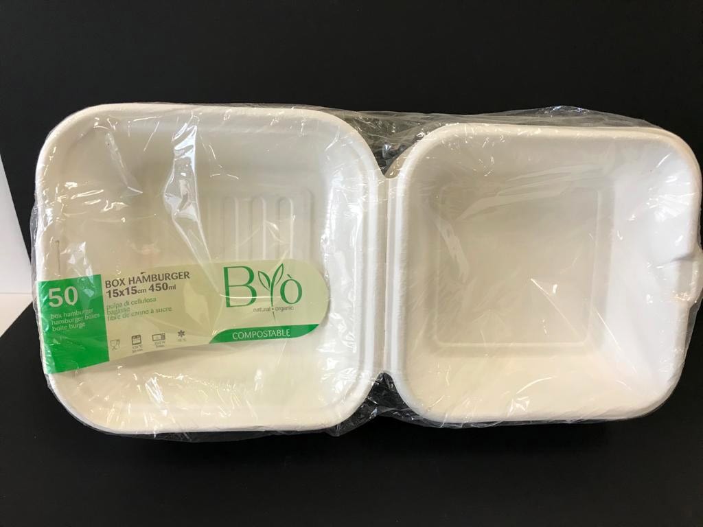 Box Hamburger biocompostabile ml. 450 - 50 pezzi