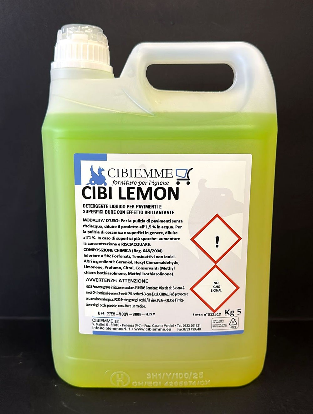 CIBI LEMON - Detergente liquido per pavimenti e superfici dure con effetto brillantante - kg. 5