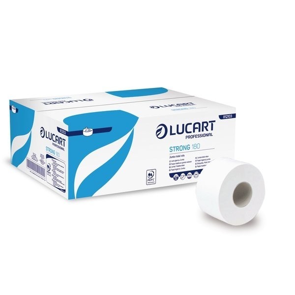 Carta igienica Lucart Strong 180 m mini jumbo 2 veli 12 rotoli da 486 strappi