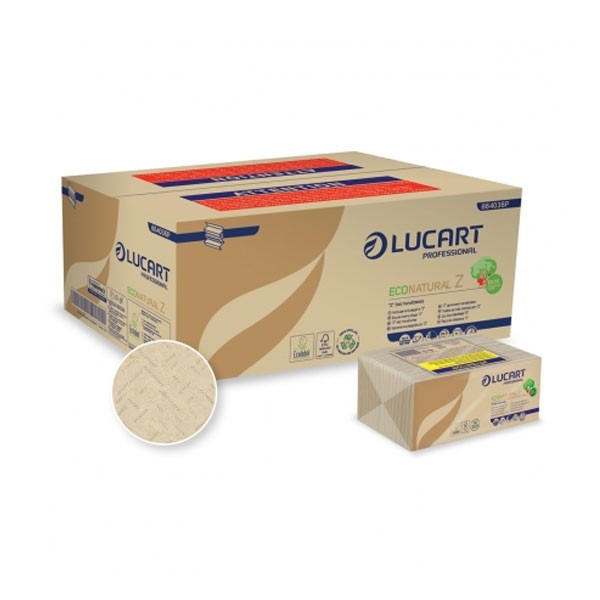 Asciugamani Lucart Econatural a Z - 2 veli - 18 pezzi