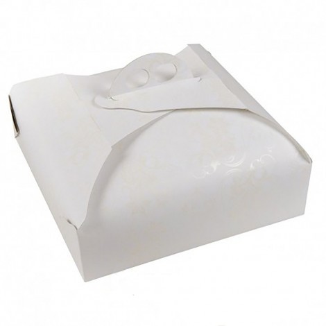 Scatola torta bianco damascato cm. 21x21 - conf. da 25 pezzi