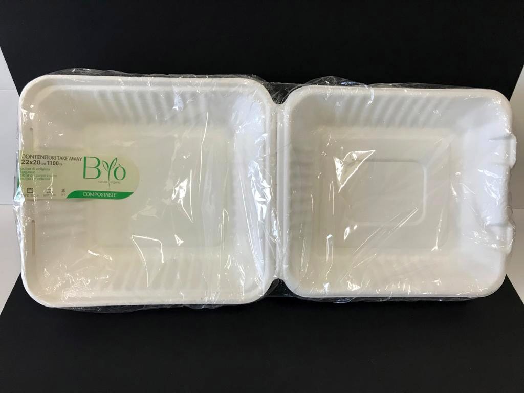 Vaschetta biocompostabile 1 scomparto ml. 1100 - 25 pezzi