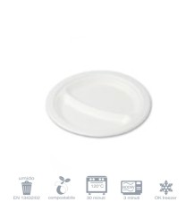 Piatto tondo bio - 2 scomparti Ø23 - 50 pezzi