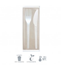 Set posate in bioplast e tovagliolo - 200 pezzi